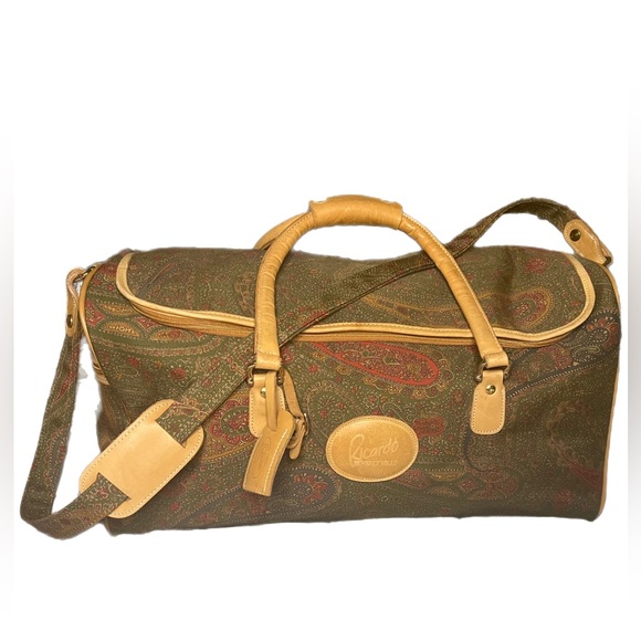 Ricardo Beverly Hills Handbags - Rare Vintage Ricardo Beverly Hills Paisley Duffel Bag with Leather&Gold detail